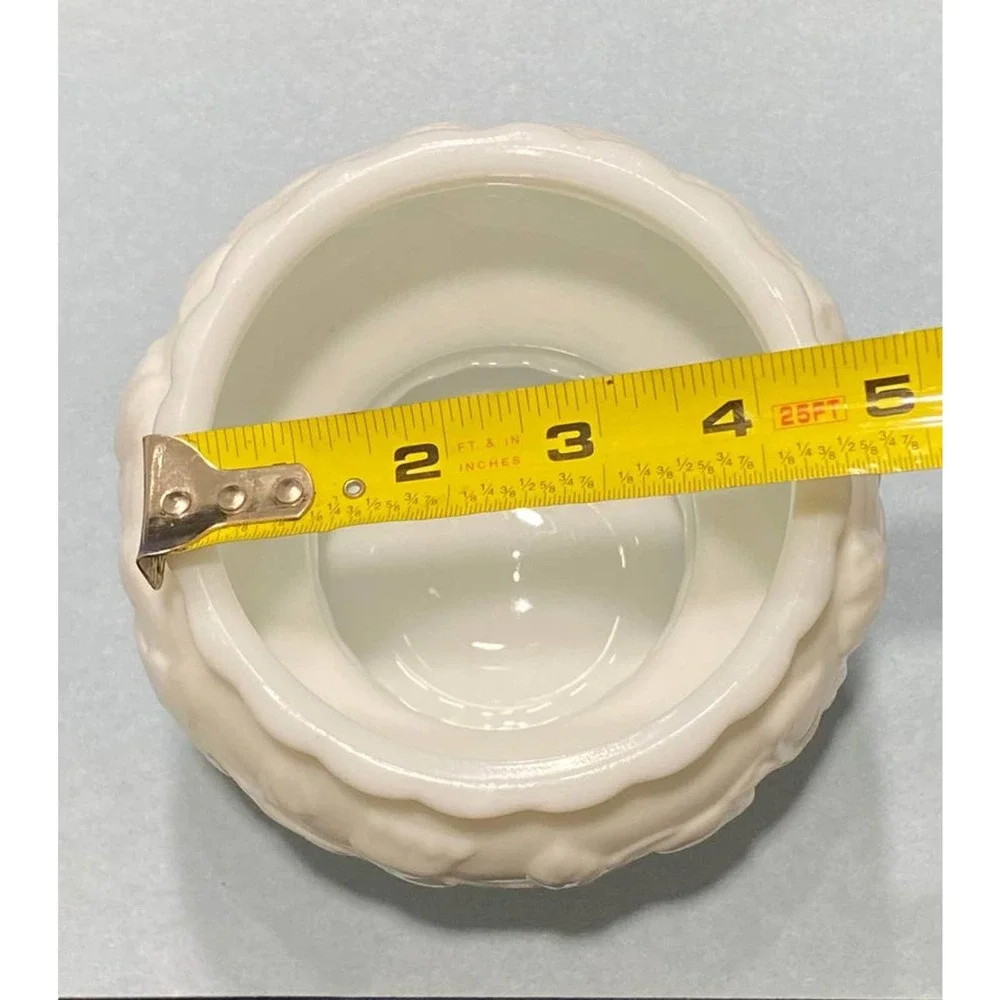 Milk Glass Footed Bowl‎ or Planter with Ribbed Base
